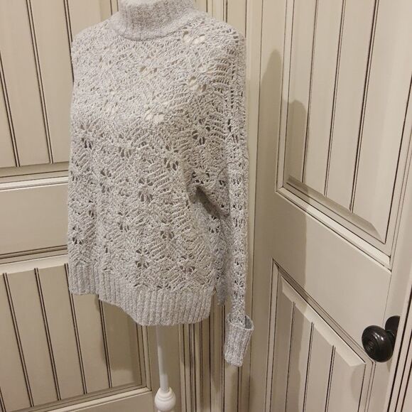 AEO American Eagle Sweater Light Gray Size Large Mock Collar - Picture 4 of 7